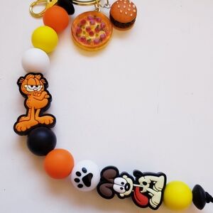 Handmade Garfield Odie Silicone Focal Beaded Keychain